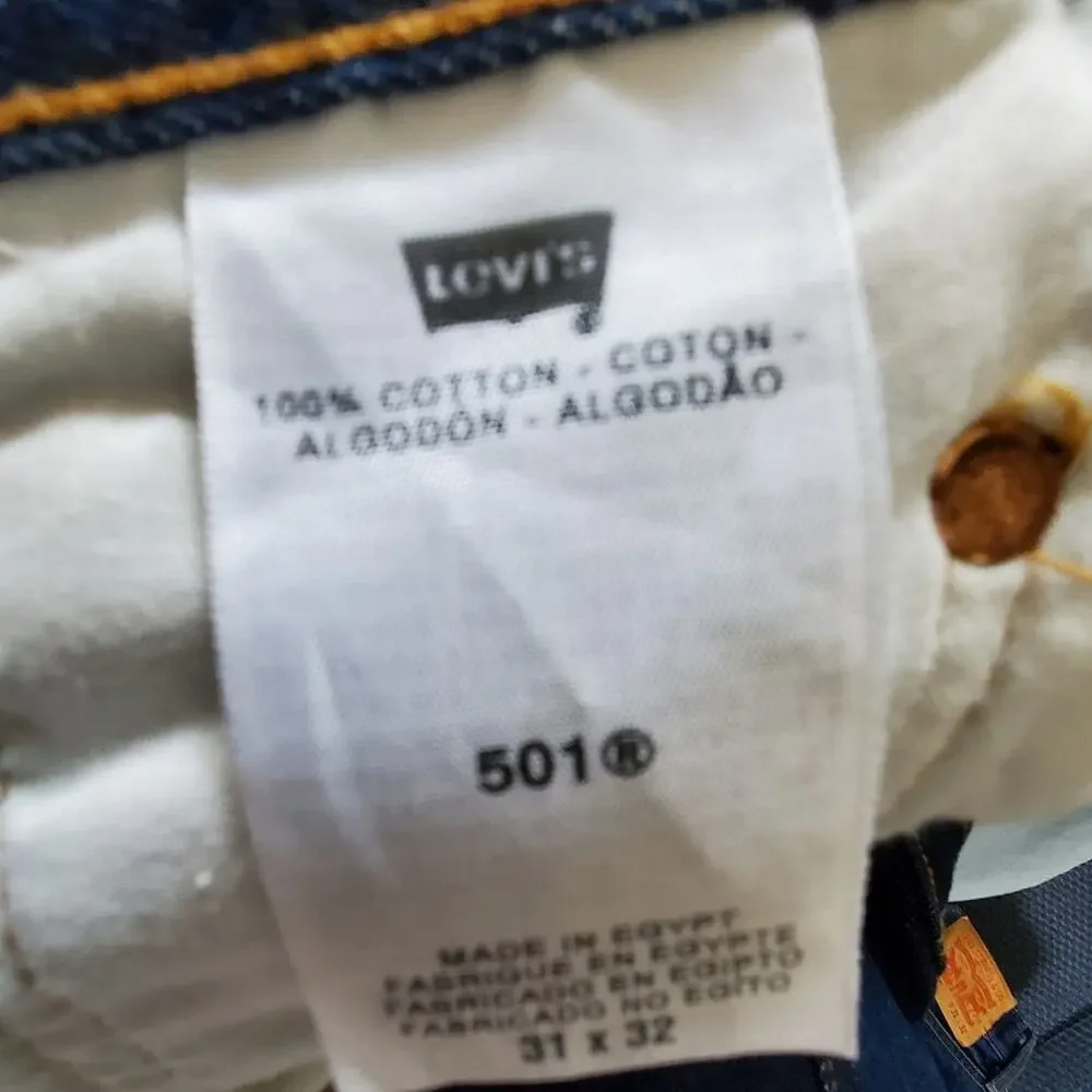 Levi's Strauss Dark wash 501 Button-fly straight leg jeans 31x32